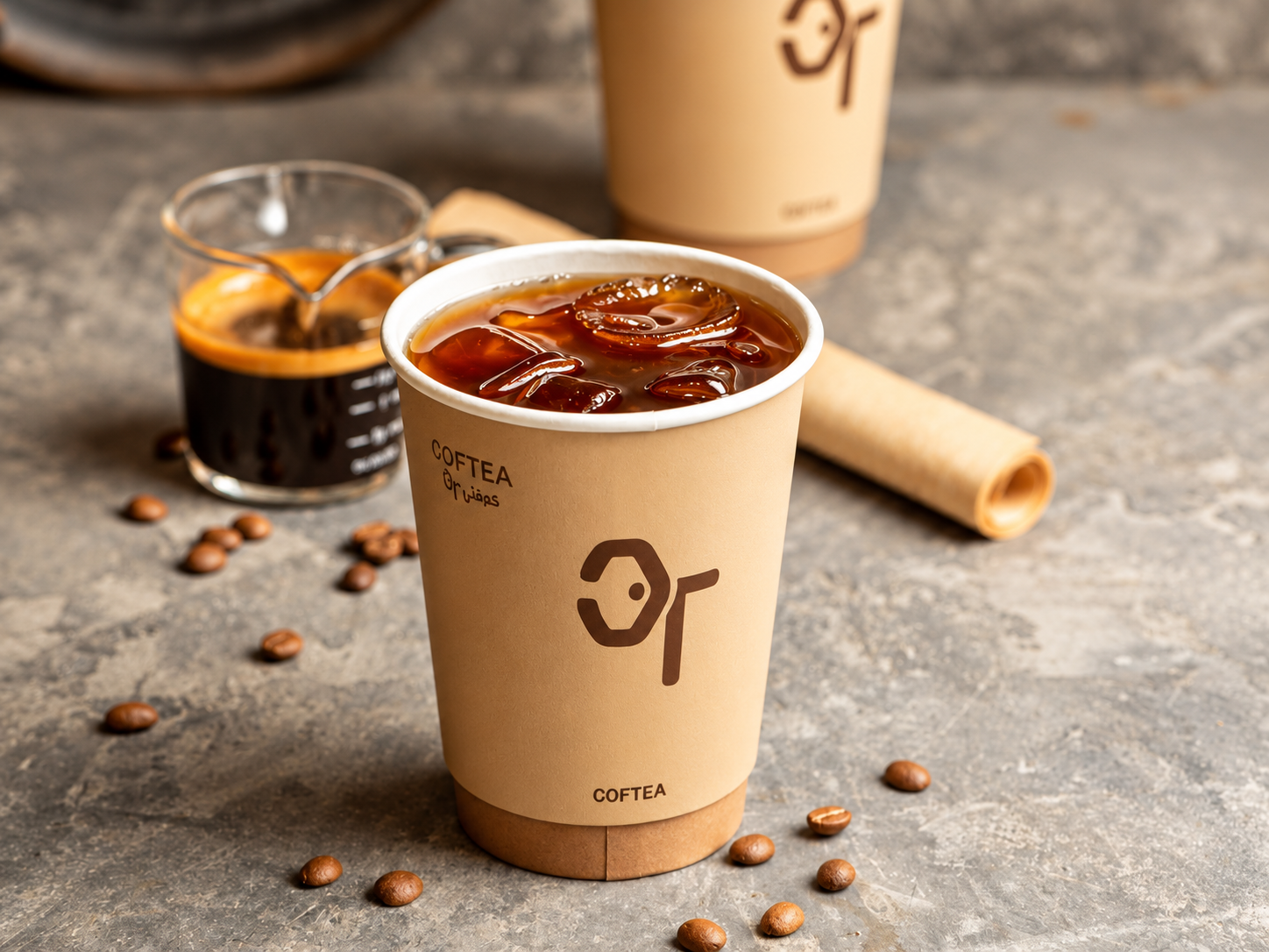 Coftea iced coffee in branded paper cup